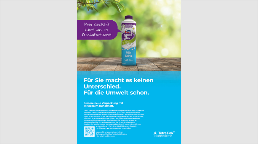 Tetra Pak Anzeige für die Marke emmi in der Schweiz