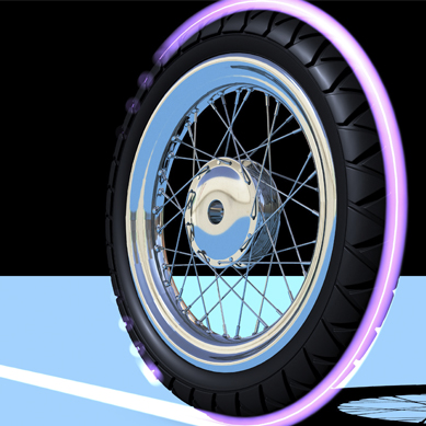 Motorradreifen Motorradreifen mit Lichtspur